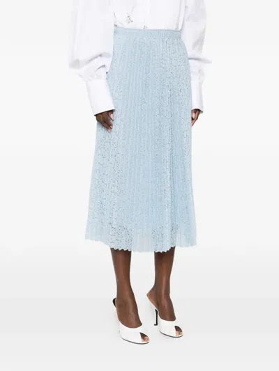 Ermanno Scervino Long Skirt Pleated Midi Lace Elastic In Blue