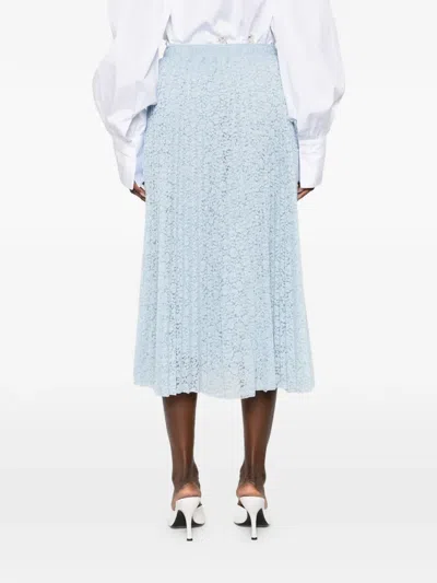 Ermanno Scervino Long Skirt Pleated Midi Lace Elastic In Blue