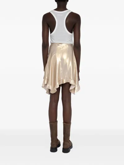 Zadig & Voltaire Womens Gold Jetos Asymmetric-hem Satin Mini Skirt In White