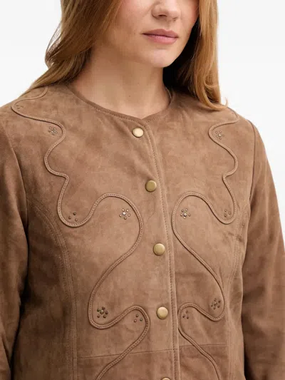 Hoss Intropia Embellished Buttoned Jacket In Brown
