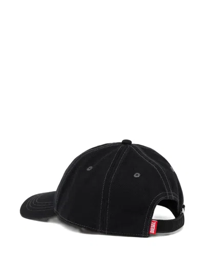 Diesel Cherry-embroidery Cap Hat In Black