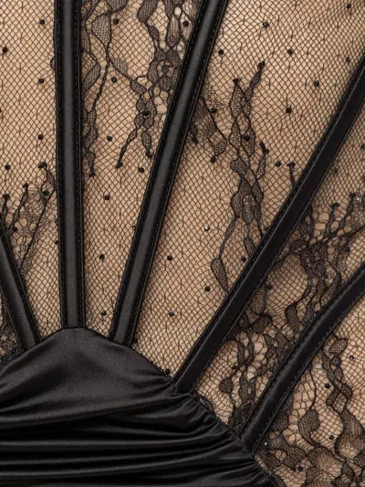 Nissa Lace-insert Satin Mini Dress In Black