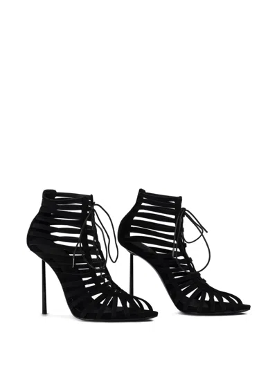 Le Silla Cage Lace-up Ankle Boot In Black