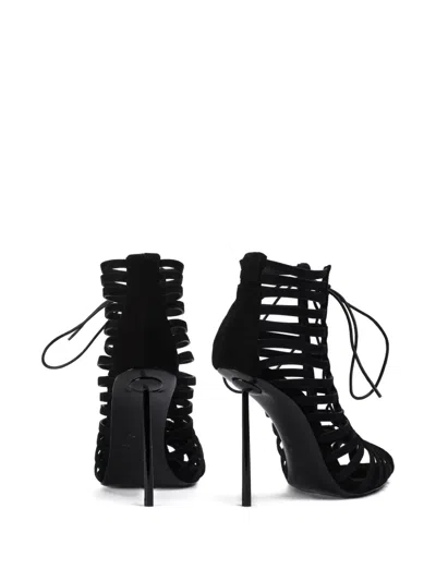 Le Silla Cage Lace-up Ankle Boot In Black