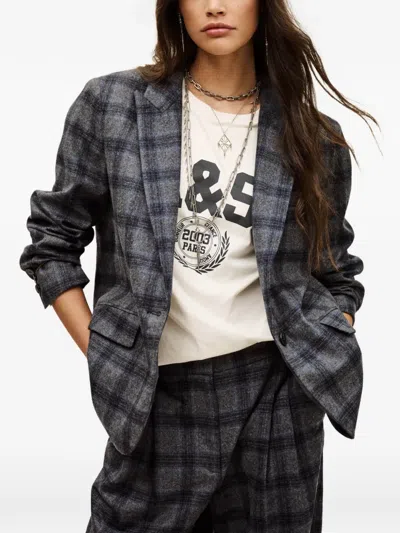 Ba&sh Teece Checked Blazer In Blue