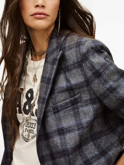 Ba&sh Teece Checked Blazer In Blue