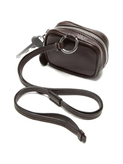Acne Studios Zip Leather Headphones Case In Brown