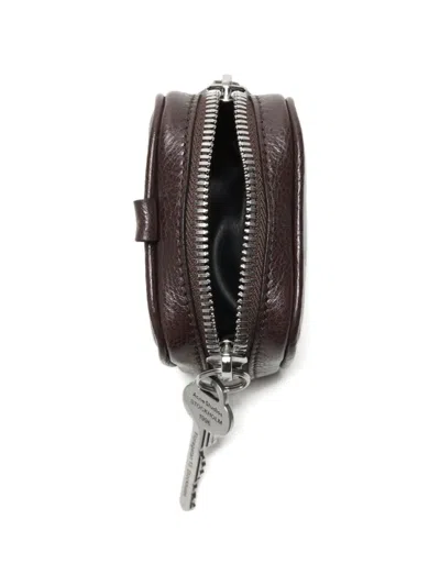Acne Studios Zip Leather Headphones Case In Brown