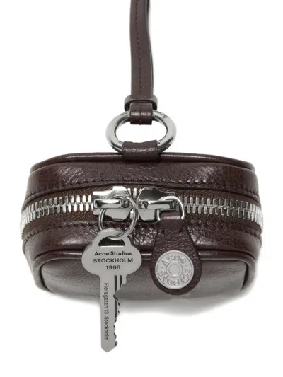 Acne Studios Zip Leather Headphones Case In Brown