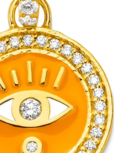 Buddha Mama Diamond Clementine Evil Eye Pendant In Orange