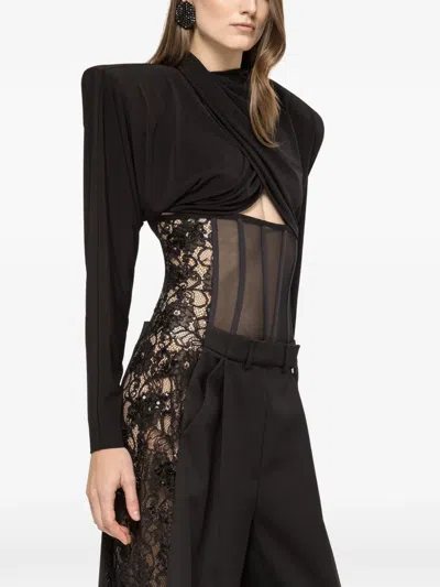 Nissa Draped Crop Top In Black