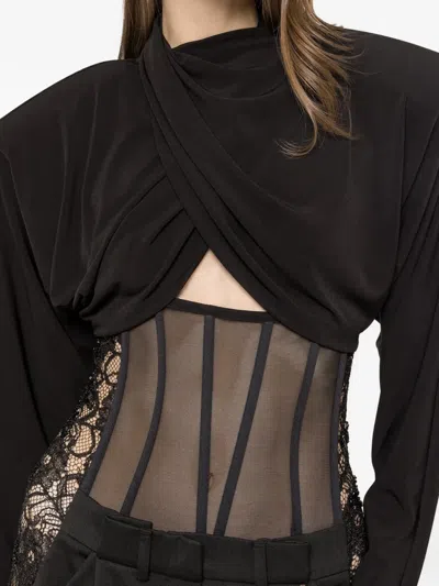 Nissa Draped Crop Top In Black