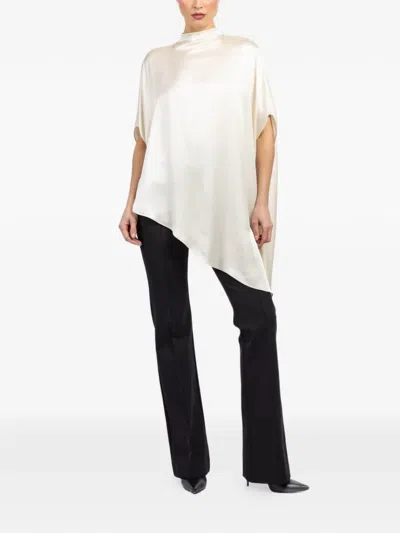 Lapointe Asymmetric-hem Cape Blouse In White