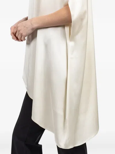 Lapointe Asymmetric-hem Cape Blouse In White