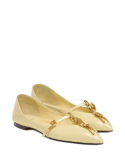 Balmain Sync Pointed-toe Ballet Flats In Yellow