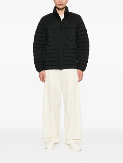 Stone Island Zip-up Down Jacket In Black
