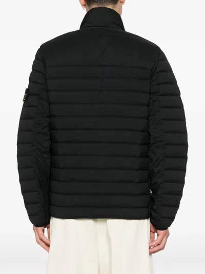 Stone Island Zip-up Down Jacket In Black