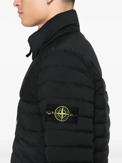 Stone Island Zip-up Down Jacket In Black