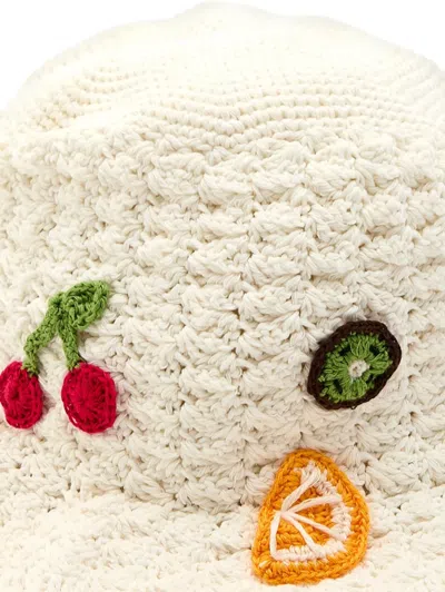 Leslie Amon Tutti Frutti Embroidered Crochet Bucket Hat In Multi