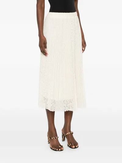 Ermanno Scervino Pleated Floral Midi Skirt In Neutral
