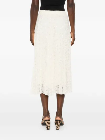 Ermanno Scervino Pleated Floral Midi Skirt In Neutral