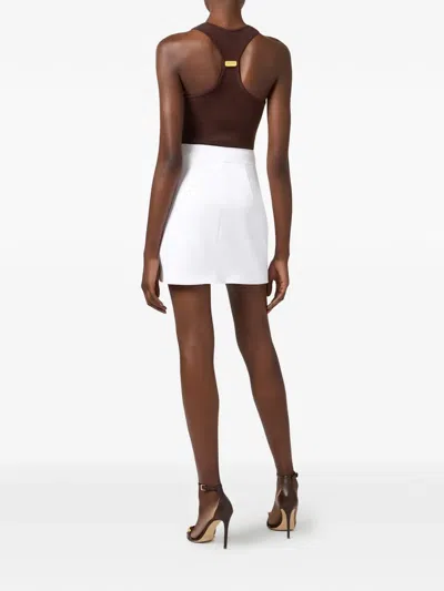 Elisabetta Franchi Asymmetrical Mini Skirt In White