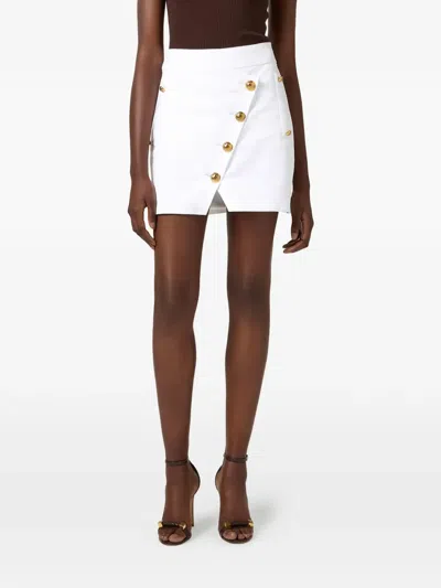 Elisabetta Franchi Asymmetrical Mini Skirt In White
