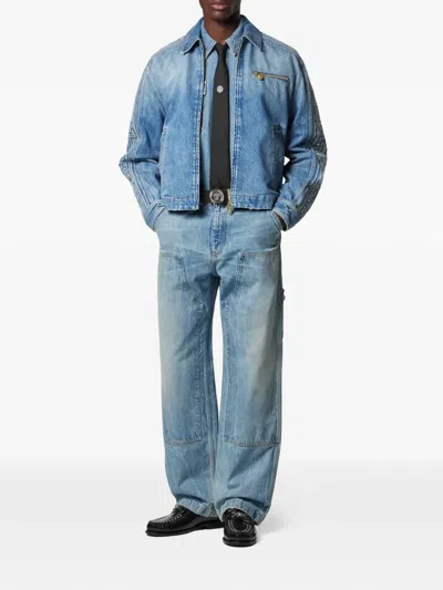 Versace Carpenter Utility-pocket Jeans In Blue