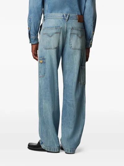 Versace Carpenter Utility-pocket Jeans In Blue