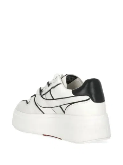 Ash Round-toe Leather Sneakers In White