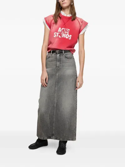 Acne Studios Panelled Midi Skirt In Gray