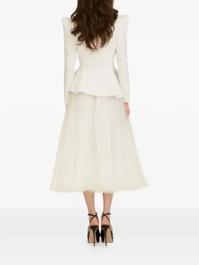 Araftu Embellished Peplum Suit In White