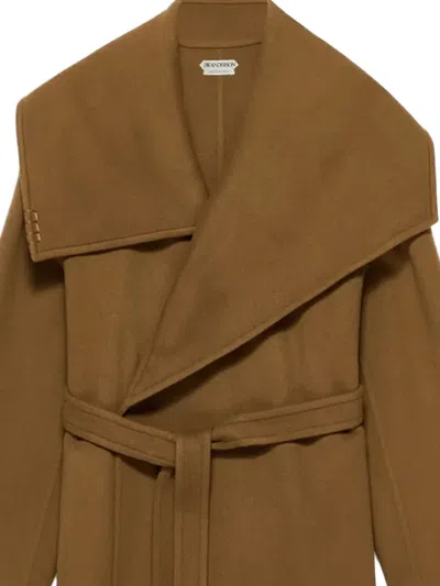 Jw Anderson Double-breasted Wrap Coat In Brown