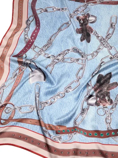 Acne Studios Chain-print Scarf In Blue