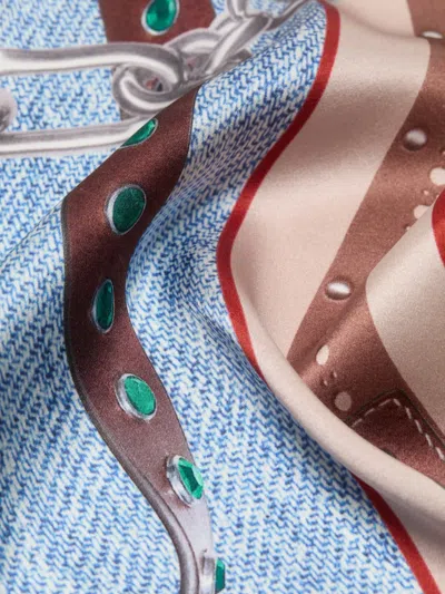 Acne Studios Chain-print Scarf In Blue