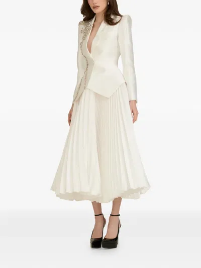 Araftu Embellished Pleated-skirt Suit In White