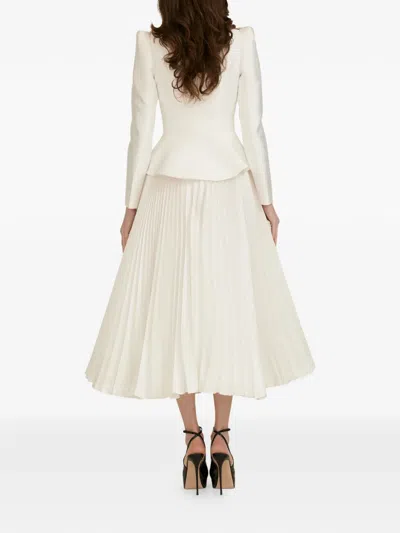 Araftu Embellished Pleated-skirt Suit In White