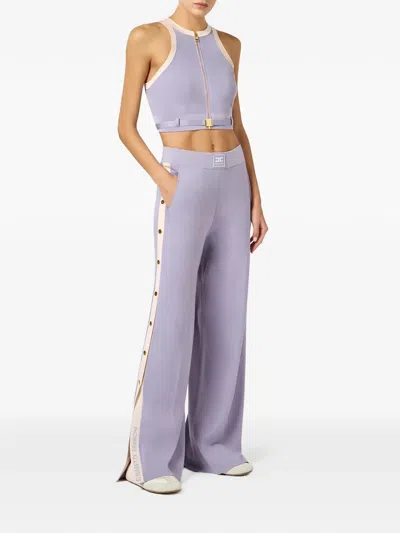 Elisabetta Franchi Button-embellishment Trousers In Purple