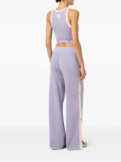 Elisabetta Franchi Button-embellishment Trousers In Purple