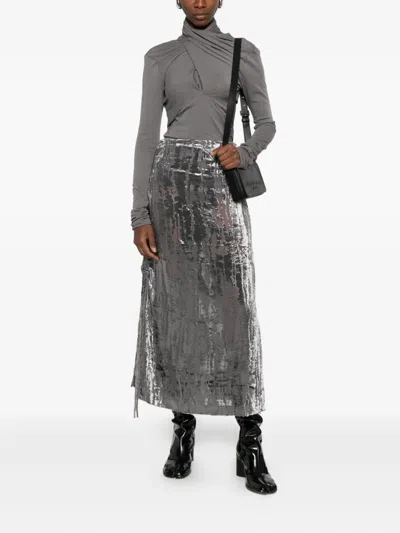 Hope Drawstring Maxi Skirt In Silver