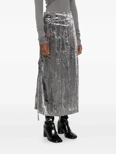 Hope Drawstring Maxi Skirt In Silver