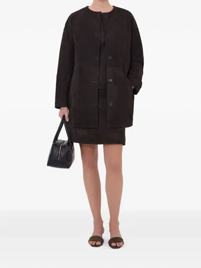 Loulou De Saison Waren Button-up Coat In Brown
