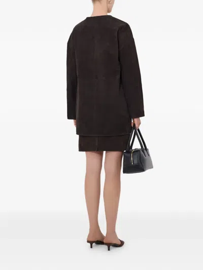 Loulou De Saison Waren Button-up Coat In Brown