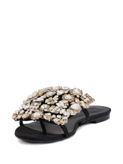 Rabanne Crystal-embellished Flat Sandals In Black