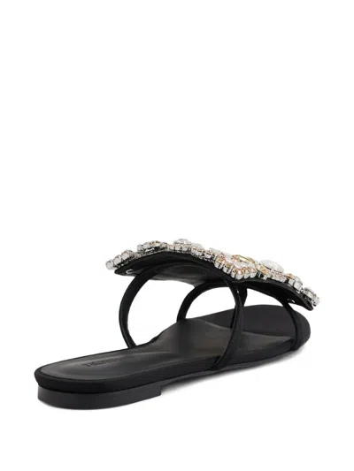 Rabanne Crystal-embellished Flat Sandals In Black