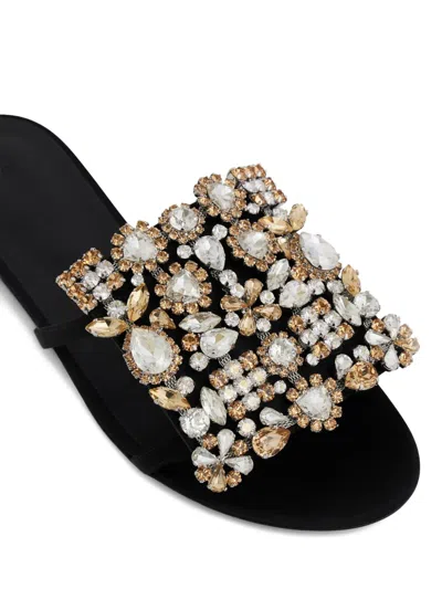 Rabanne Crystal-embellished Flat Sandals In Black