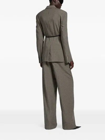 Balenciaga Checked Tie Blazer In Brown