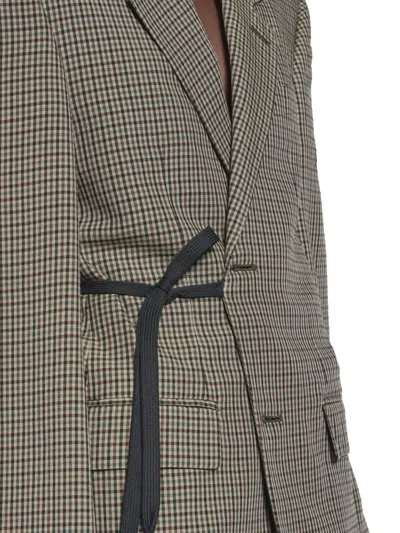 Balenciaga Checked Tie Blazer In Brown