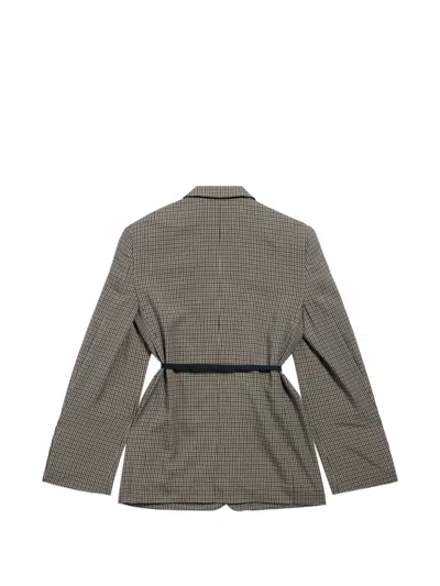 Balenciaga Checked Tie Blazer In Brown