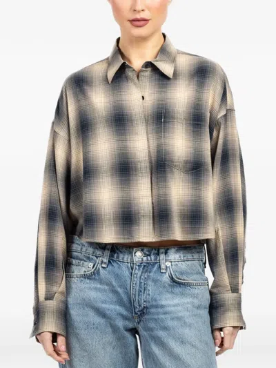 Rag & Bone Plaid-pattern Cropped Shirt In Brown